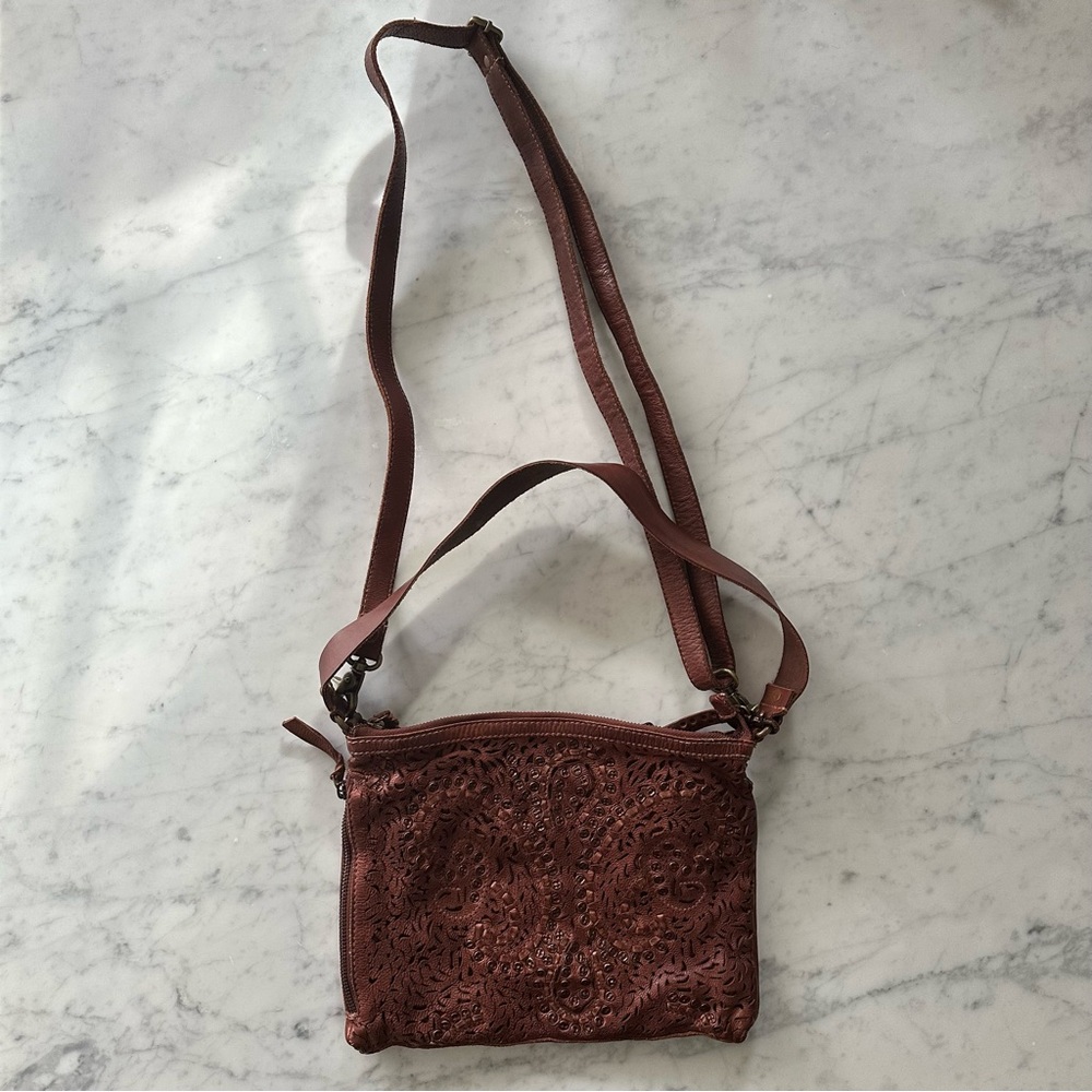 Biba Brown Leather Studded Convertible Crossbody Bag, Bohemian Maximalism - Picture 9 of 13